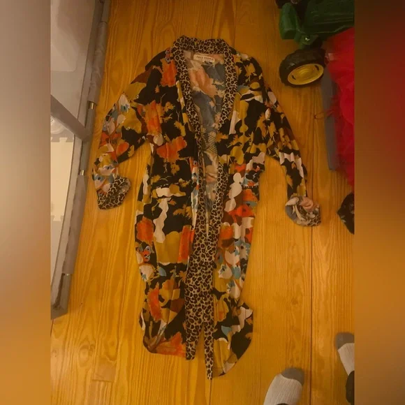 Free People Floral and Leopard Print Kimono - Picture 3 of 4